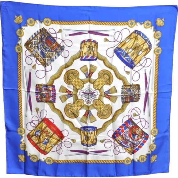 895178AD Hermes Scarf Les Tambours Multicolor Silk - Picture 1 of 11